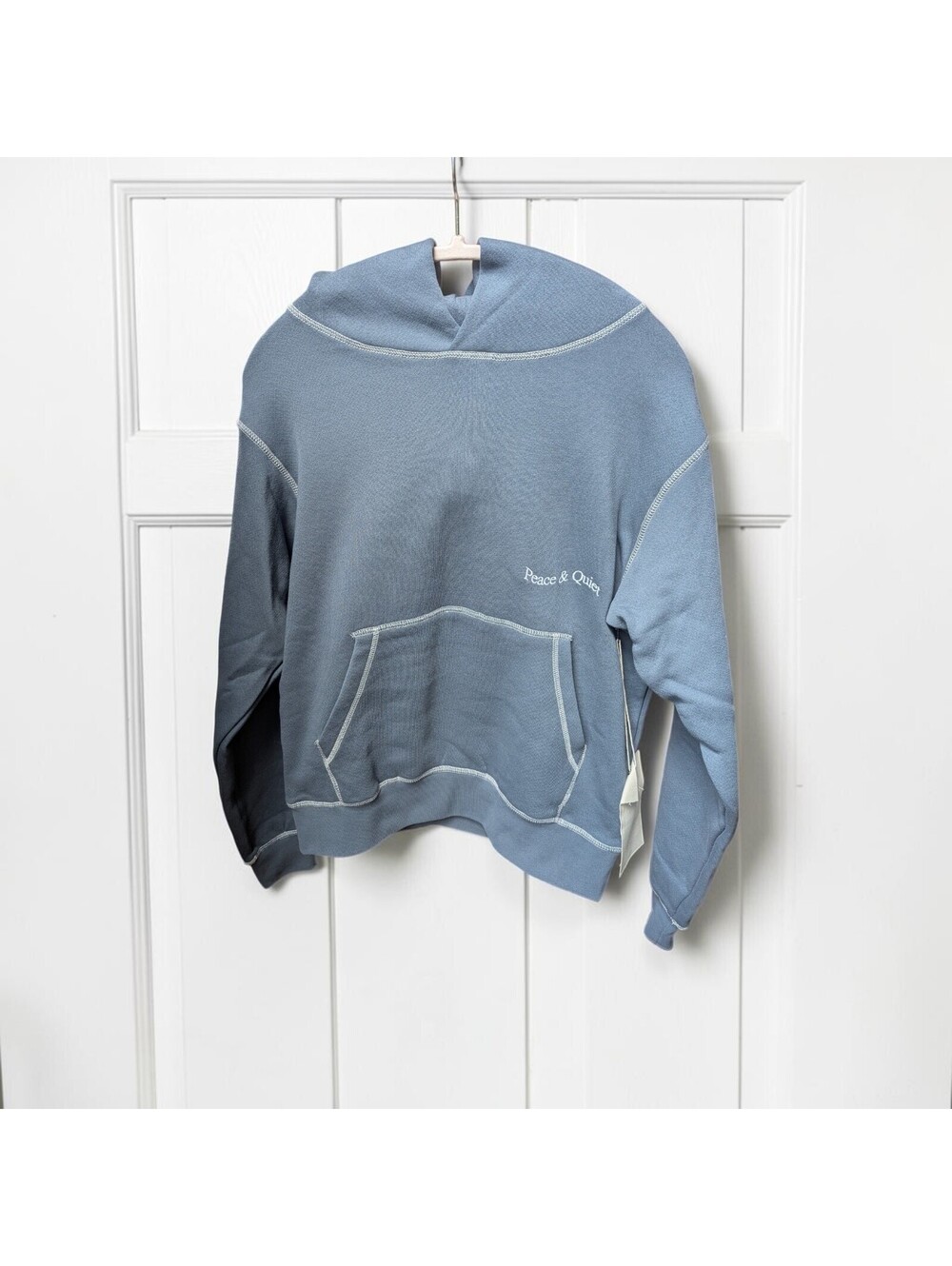 NWT MUSEUM OF PEACE AND QUIET SLATE BLUE HOODED SWEATSHIRT | SIZE XS